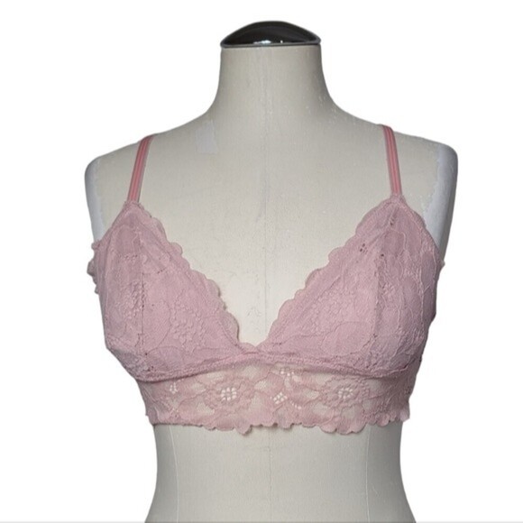 Aerie Pink Lace Back Opening Adjustable Strap Bralette S - Picture 1 of 6